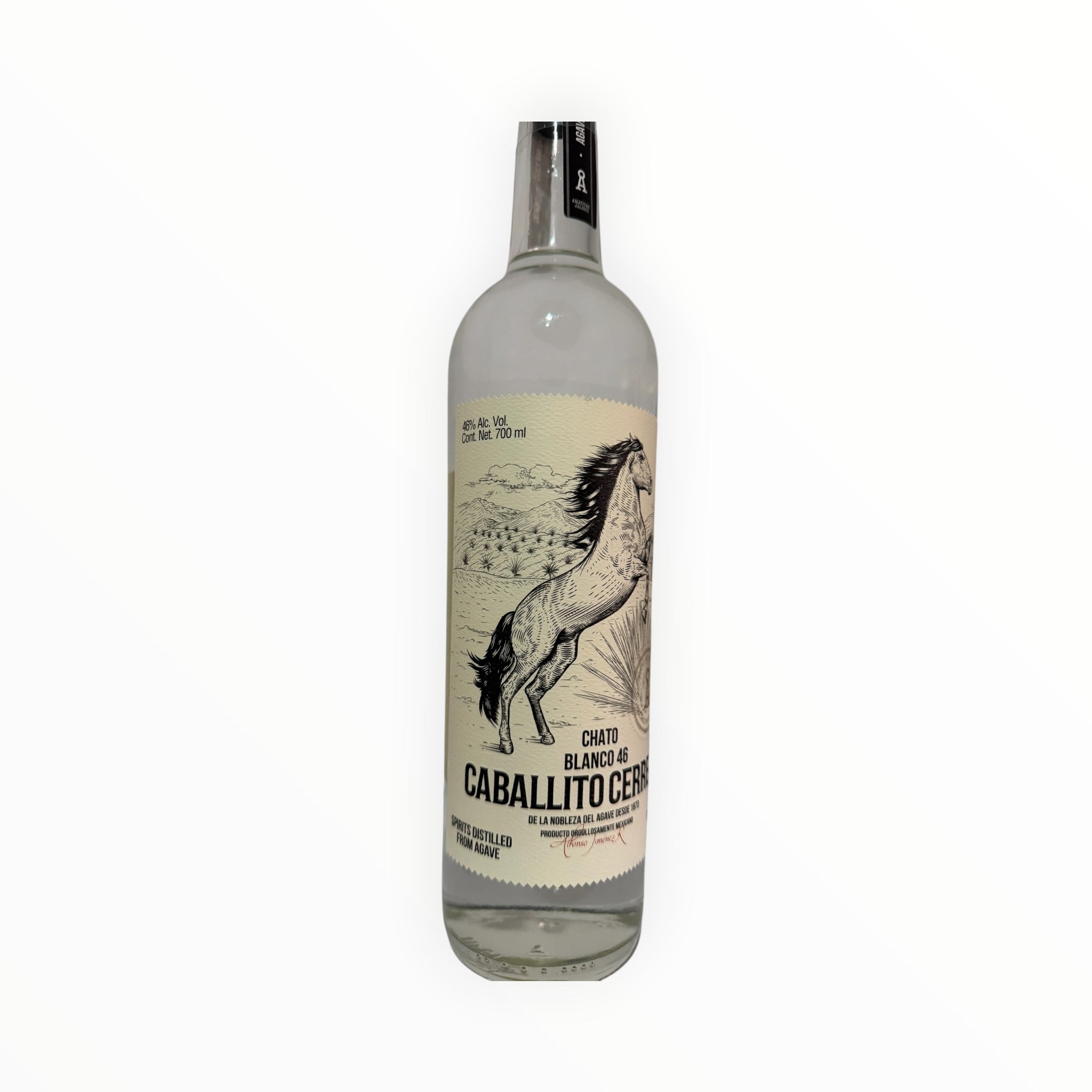 Destilado de Agave Caballito Cerrero Chato Blanco 46 de 700ml