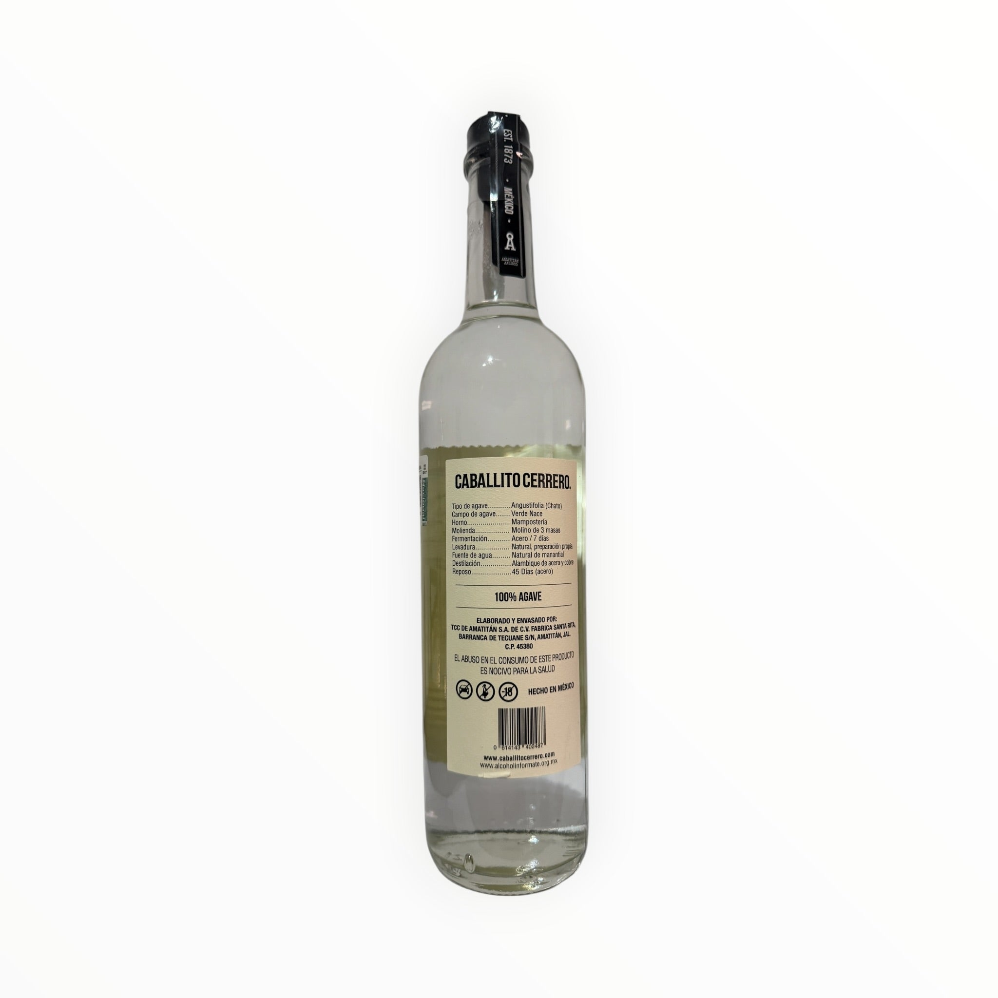 Destilado de Agave Caballito Cerrero Chato Blanco 46 de 700ml