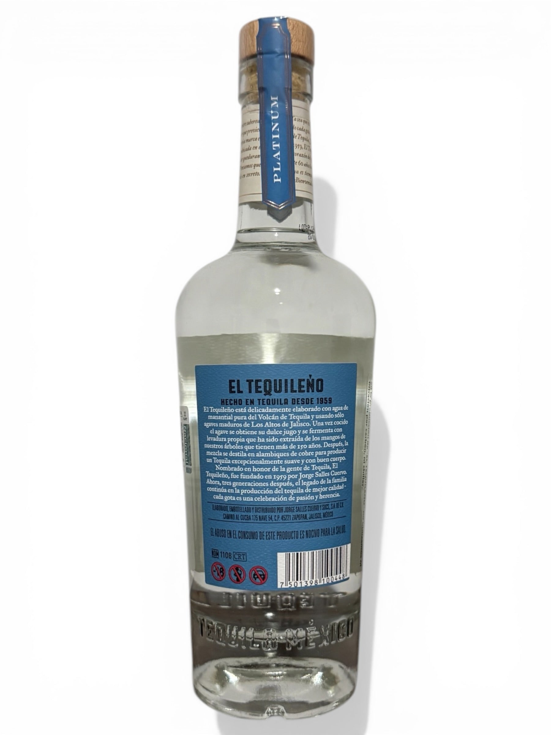 Tequila Tequileño Platinum Blanco a 38% de 750ml